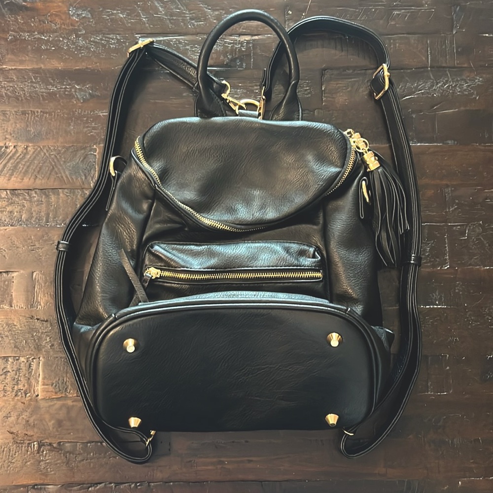 MMS Design Studio Black Leather Backpack